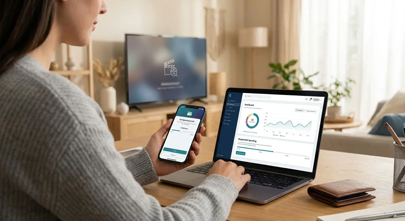 Person stellt Limits auf Laptop und Smartphone ein