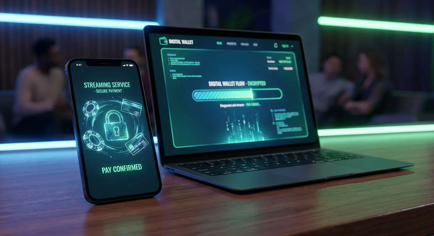 Skrill-Wallet auf Smartphone und Laptop im digitalen Zahlungsumfeld
