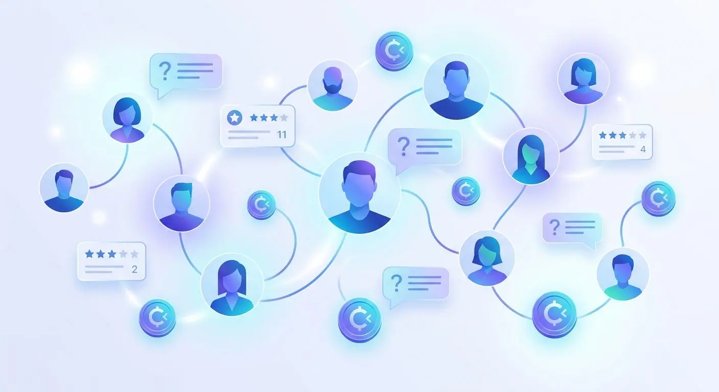 Abstrakte Community-Grafik zu Erfahrungen mit digitalen Zahlungen
