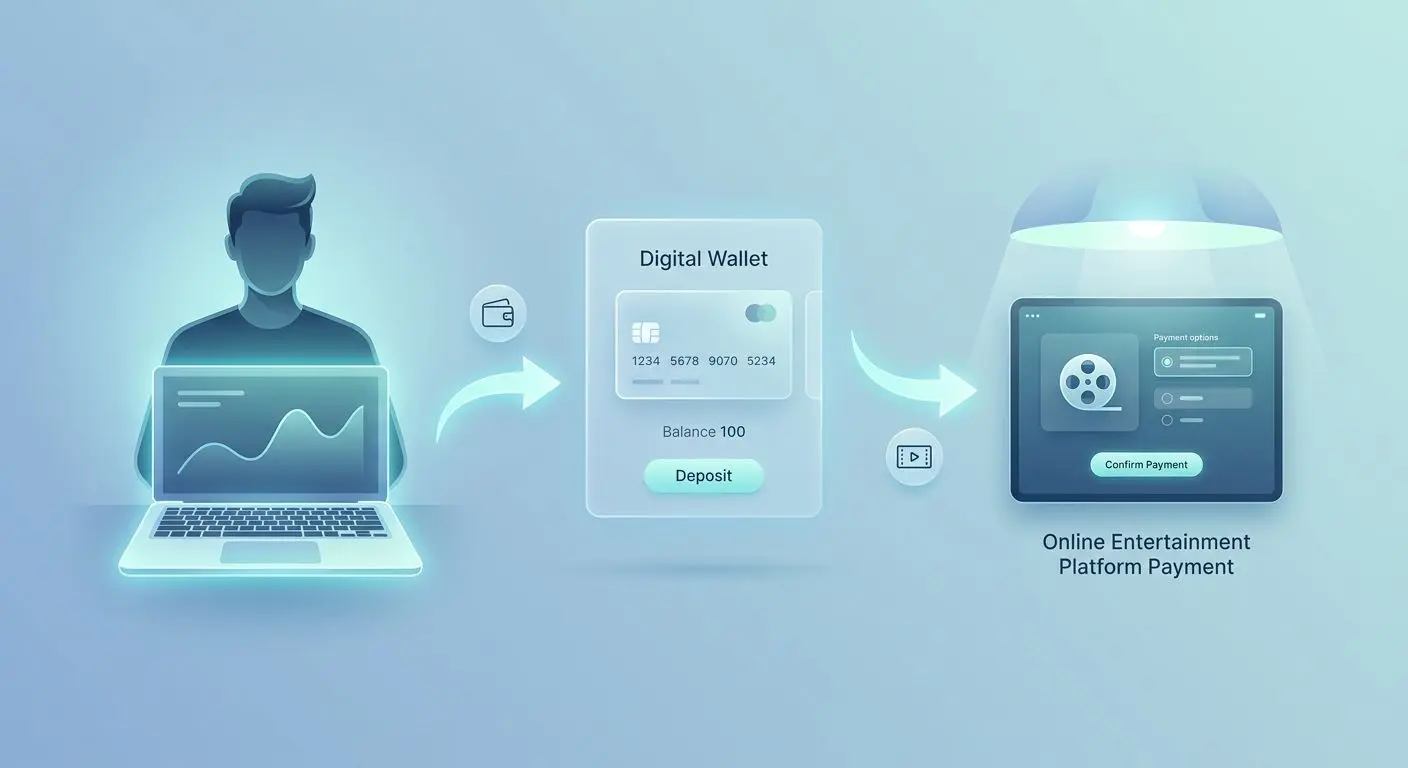 Illustration des Einzahlungsprozesses über digitale Wallet vom Nutzer zur Plattform