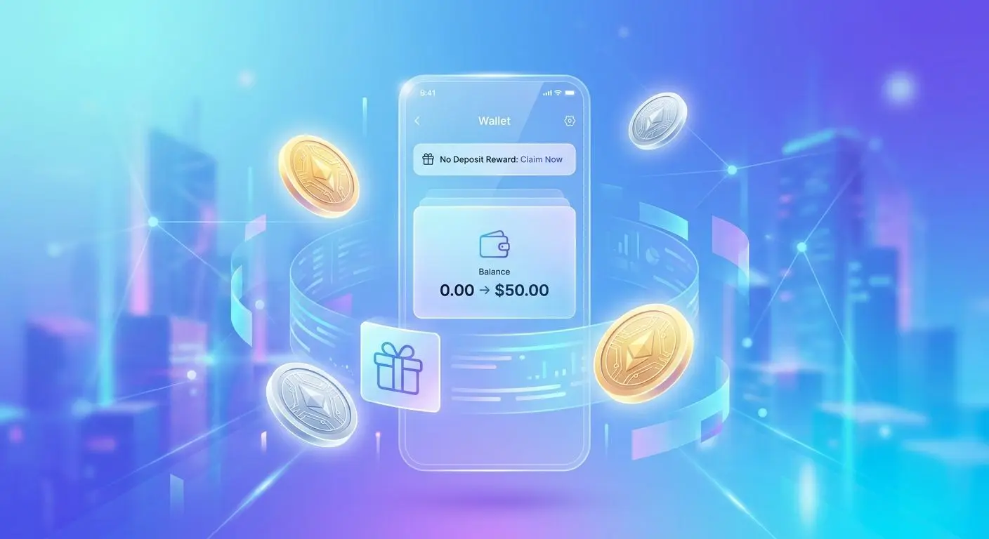 Abstrakte Darstellung eines No-Deposit-Bonus mit digitalem Wallet-Bezug