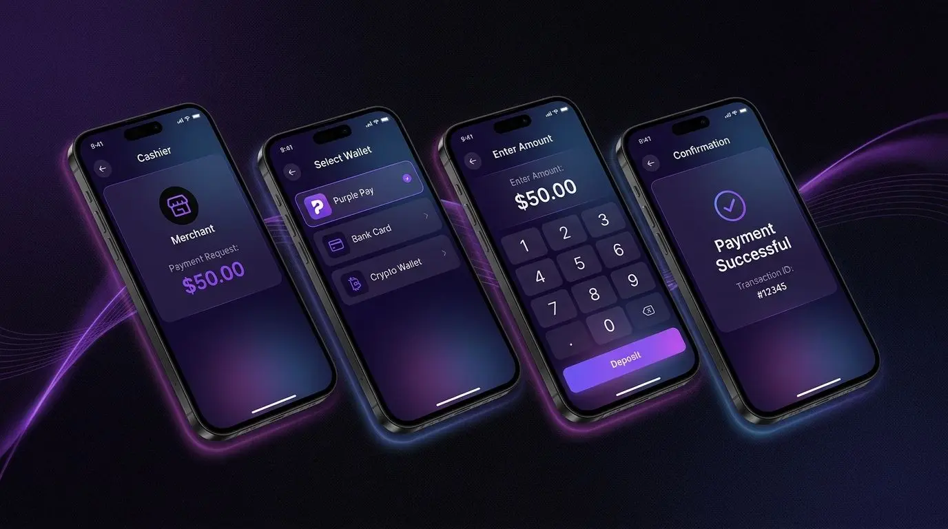 Mobiler Einzahlungsprozess auf dem Smartphone mit Wallet-Auswahl