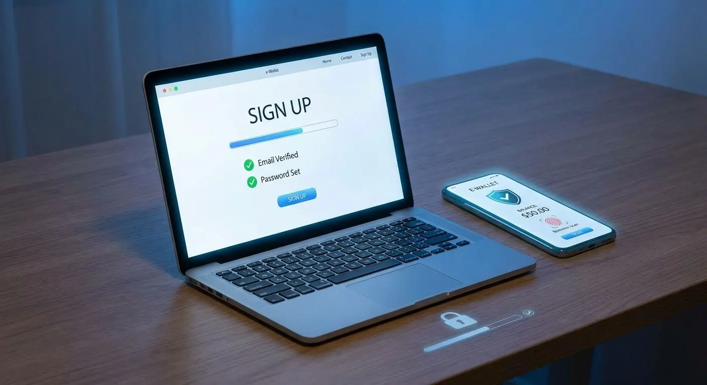 Registrierung, Verifizierung und E-Wallet-Nutzung in Schritten