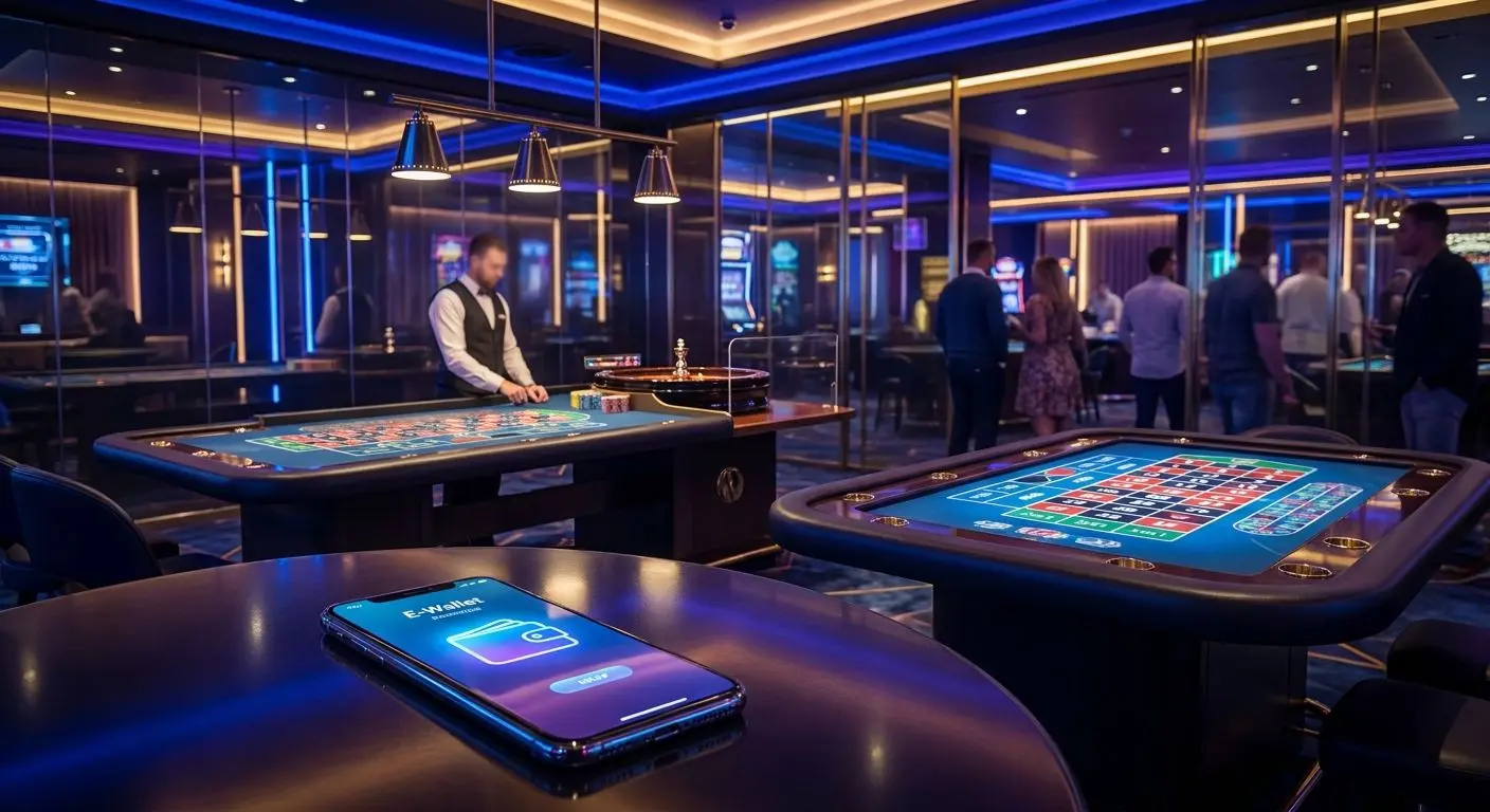 Verschiedene Roulette-Tische mit Smartphone und Wallet-App
