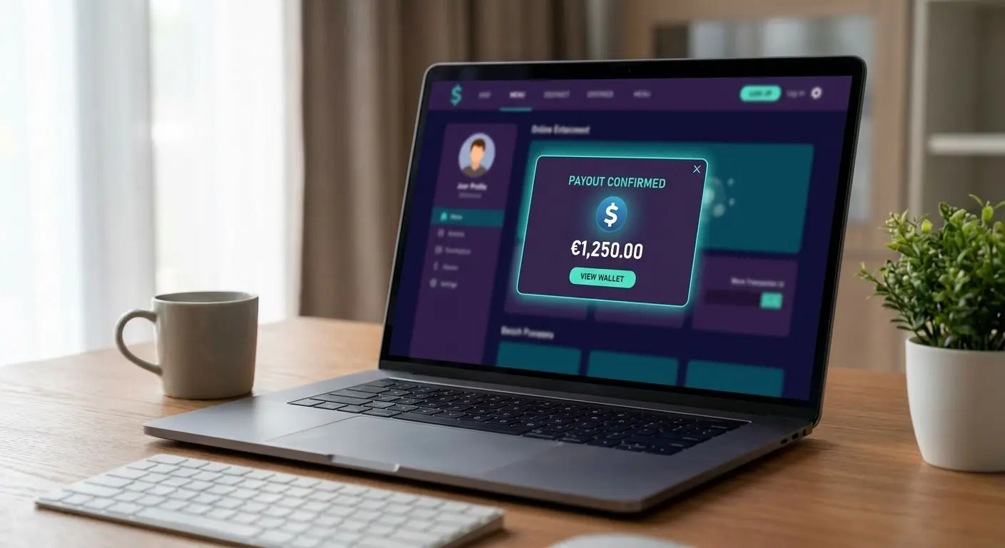 Online-Plattform mit hervorgehobener Auszahlung an ein E-Wallet