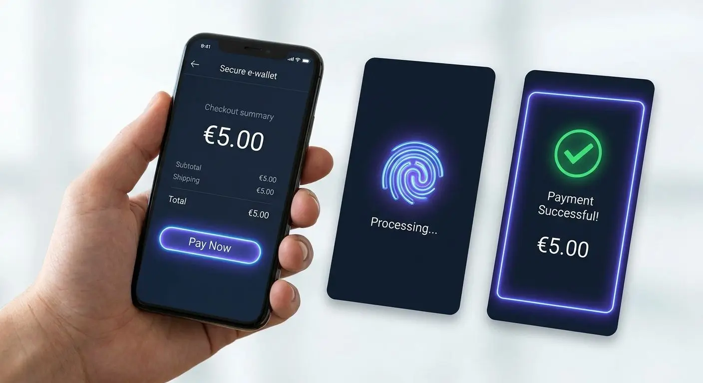 Einzahlung von 5 Euro per E-Wallet auf dem Smartphone