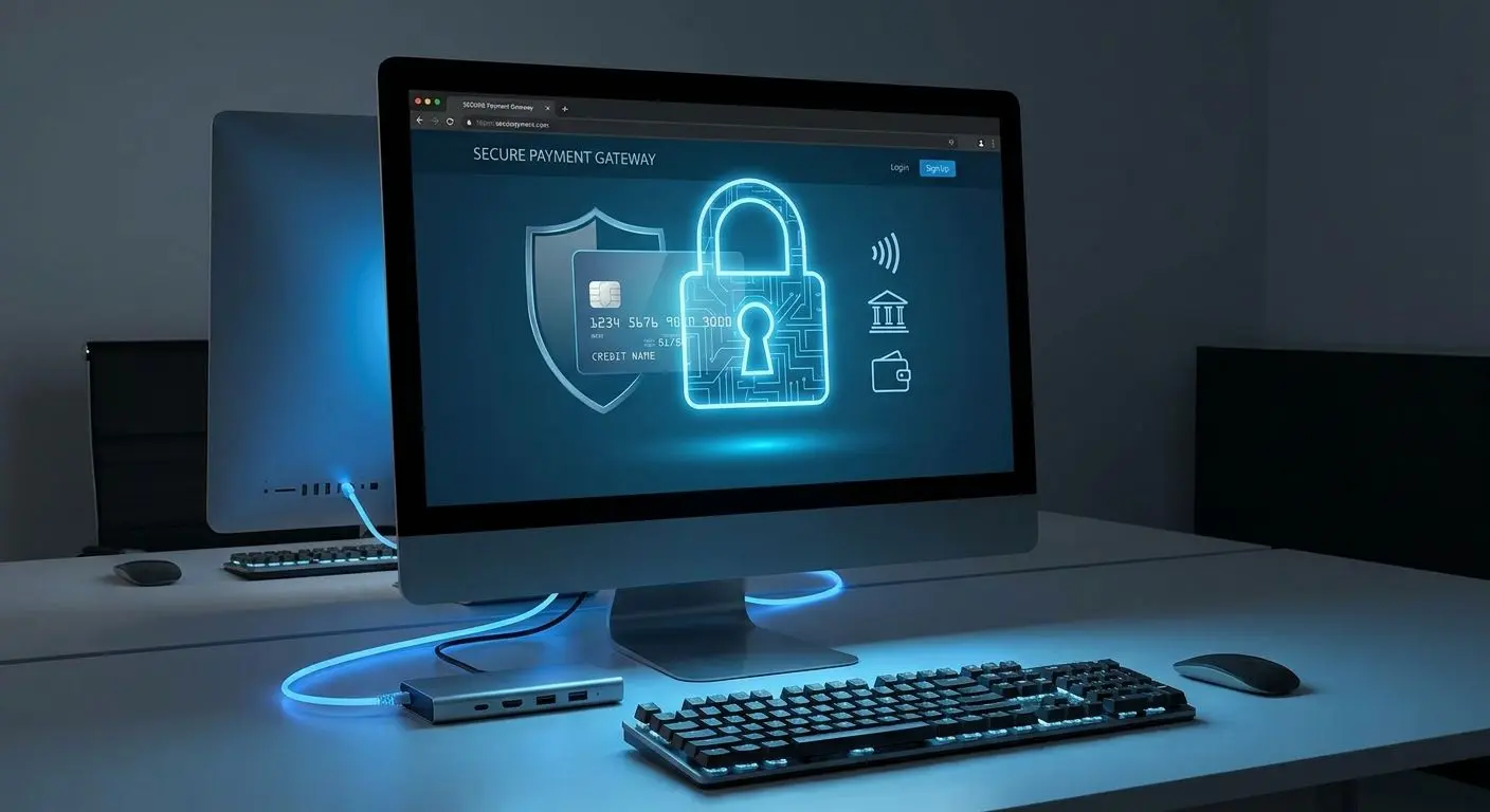 Online Sicherheit beim Bezahlen mit Skrill Sichere Online-Zahlung mit digitalem Schloss und Wallet-Symbolen